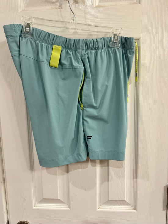 Fabletics Pants - Fabletics Light Teal Athletic Shorts with Neon Yellow Accents